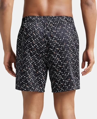 Image of Jockey NY07 Men's Super Combed Cotton Satin Weave Printed Boxer Shorts with Side Pocket