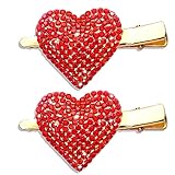 NVENF Valentine’s Day Heart Hair Clips for Women Rhinestone Glitter Enamel Heart Hairpins Sweet Love