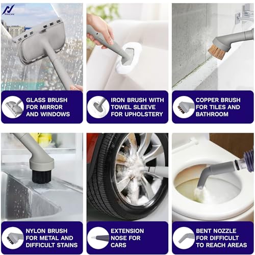 Image of NexLev Steam Cleaner For Home | For Complete Home Kitchen Bathroom Car Sofa & Office | Steam Cleaner With 9 Accessories | 300 ML | Window Pane, Sink, Chimney Grease, Water Stain Cleaner | 1000W