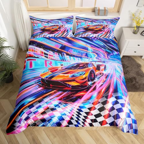 Parure de lit enfant 135x200 voiture de sport housse couette course - 2