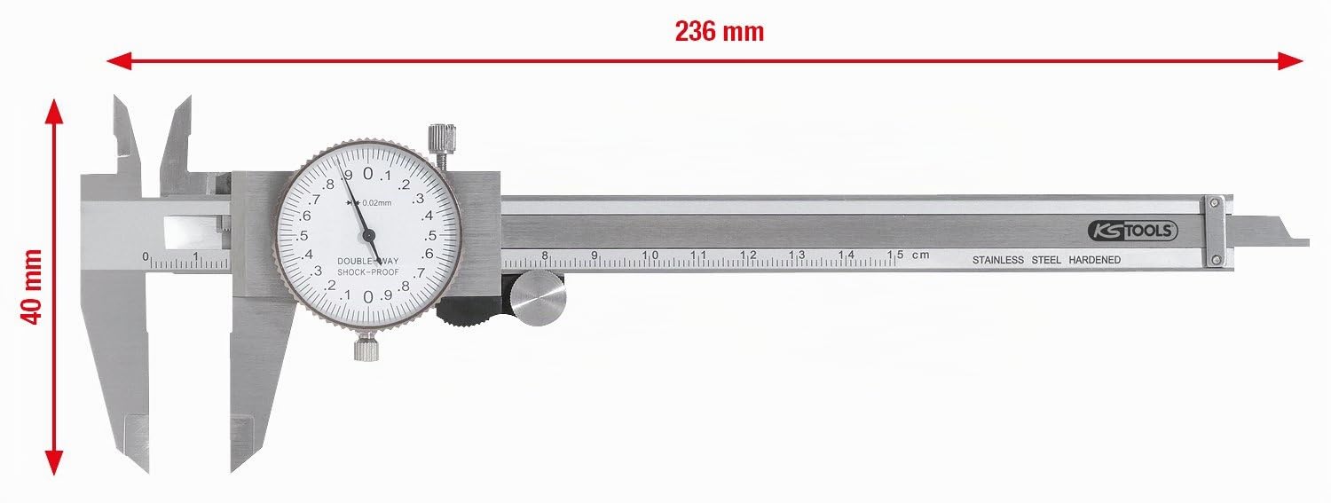 KS TOOLS 300.0547 Pied à coulisse à cadran, précision de mesure +/-0.02