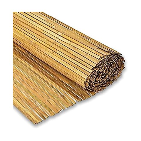 HMWD Natural Bamboo Slat Screening Roll Garden Sunscreen Privacy Fence 4m Wide Panels Outdoor/Patio/Balcony Protective Screen Wind Breaker-Available in 5 Sizes (1m x 4m) Cover