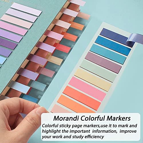CICILIAYA Sticky Tabs 1200pcs Page Markers,Morandi Sticky Note Tabs Colored Writable and Repositionable Book Flags Tabs Strip Index Tabs,Page Tabs (1200pcs)