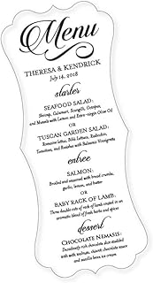 Wedding Menu Cards - Printed Custom Party Table Decor, Centerpiece, Deco...