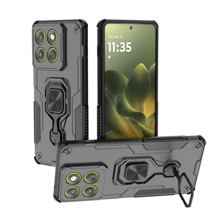 Lustree Shockproof Back Cover with 360?? Metal Ring-Holder ??? Compatible with Motorola Edge 70 5G (Black)