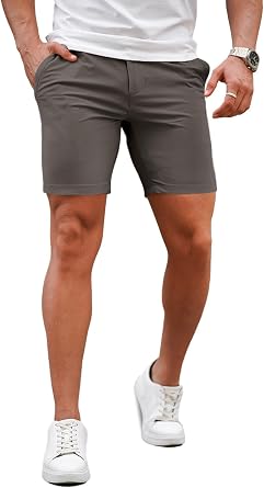 GINGTTO Mens Slim Fit Shorts Stretch Tapered Leg Skinny Chinos 5" 7"