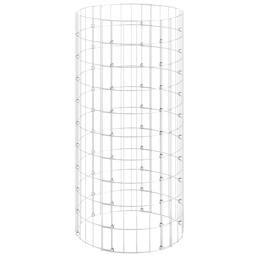 GOLINPEILO Outdoor Garden Round Gabion Basket Cage Planter Stand Patio Backyard Gabion Post Raised Bed Fencing, Circular Gabion Pole Galvanized Steel Ø19.7