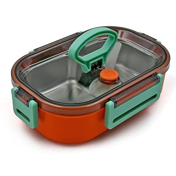 2 Compartment 550ML Insulated Fusion Lunch Box with Lid|Fusion Face Buffet Tiffin Box with Plastic Lid for School for Children