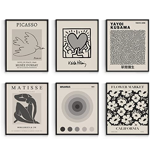 Image of Habseligkeit Gray Master Wall Art Prints, Abstract Matisse Wall Art Exhibition Posters, Vintage Wall Art Prints, Retro Room Decor for Aesthetic Bedroom 11x14inch, Unframed