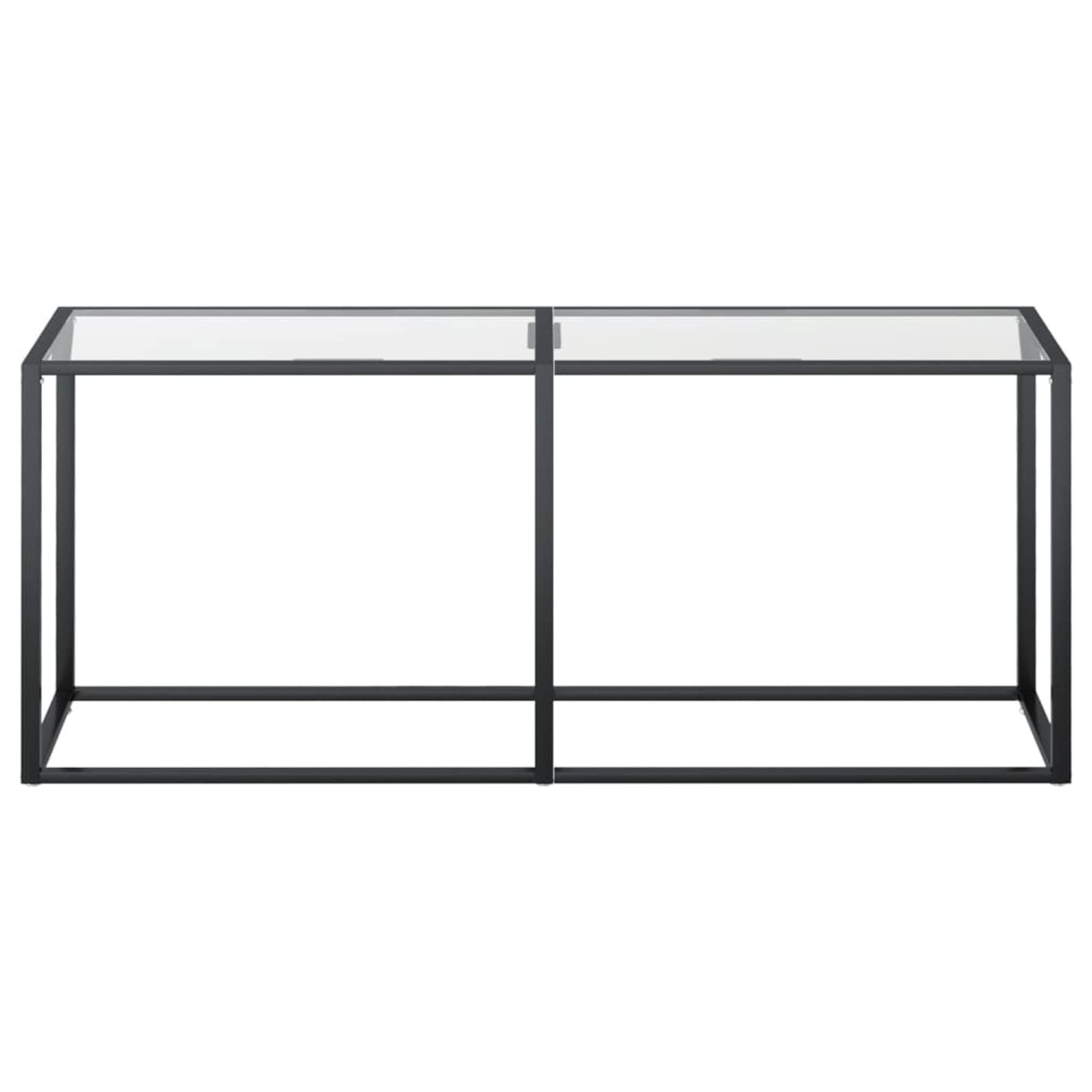 Stolik konsolowy przezroczysty 180 x 35 x 75,5 cm ze szkła hartowanego, stolik konsolowy z szufladą, stolik wejściowy w stylu vintage, wąski, stolik boczny z 2 półkami do przechowywania, do