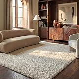 SAFAVIEH Milan Shag Collection Area Rug - 6' x 9', Ivory, Solid Design, Non-Shedding & Easy to Clean, Plush Thick Pile, Ideal for Living Room, Bedroom (SG180-1212)