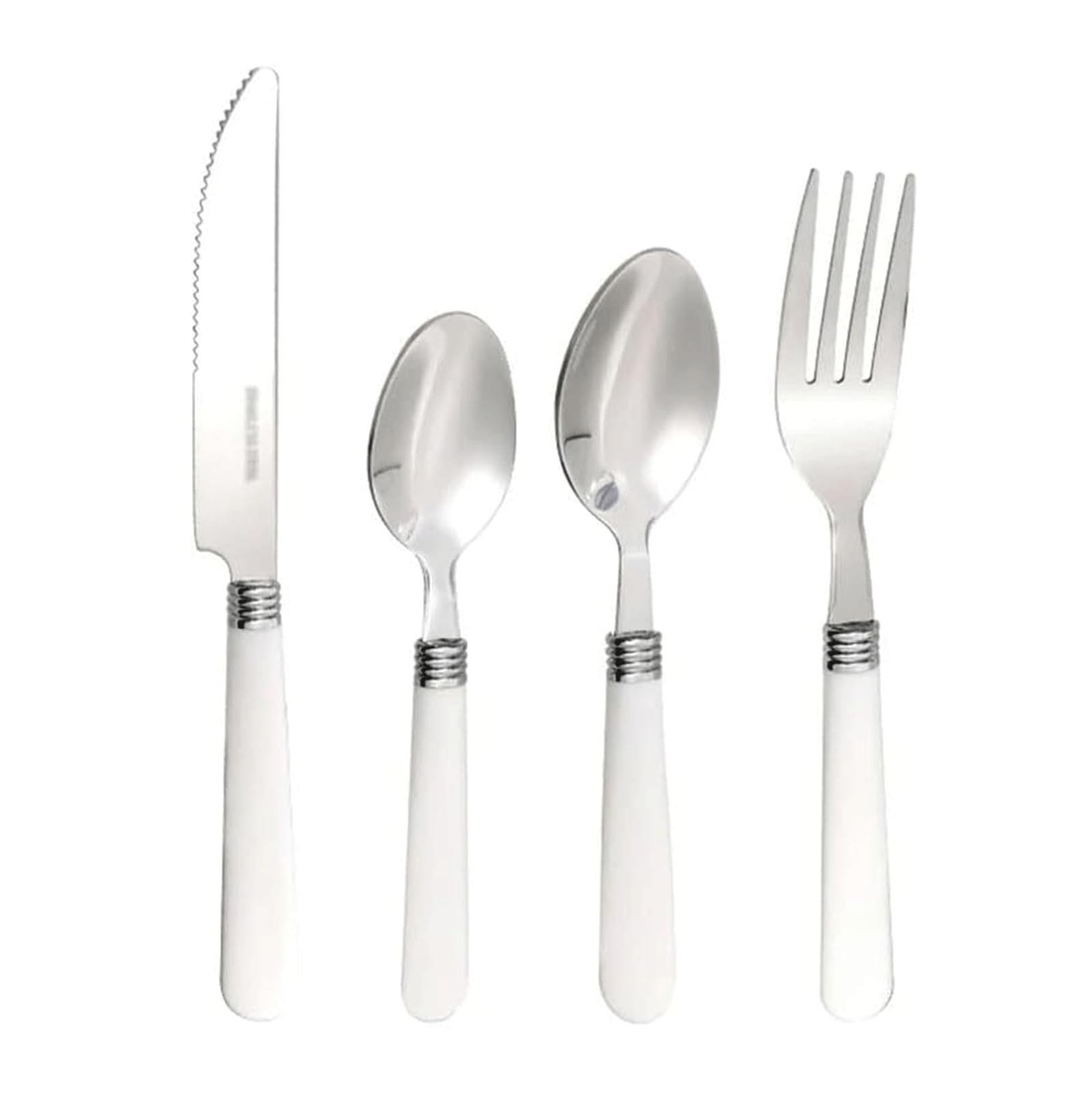 Juego De Cubiertos De 2/4 Piezas, Cuchillo, Tenedor, Cuchara, Tenedores De Acero Inoxidable, Mango De Plástico, Juego De Vajilla, Juego De Cubiertos Reutilizables,4 Pcs