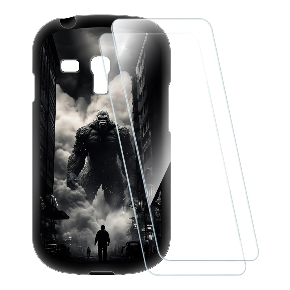 Printed Case + 2 Pack Screen Protectors Compatible with Samsung Galaxy S3 Mini i8190, Shockproof Pattern Soft Cover and HD Clear Tempered Glass Film (Monster)