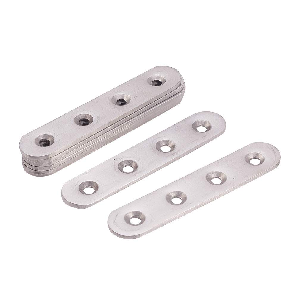 MroMax Repair Plate 96mmx20mmx3mm Flat Fixing Mending Corner Brace Bracket Connector Repair Bracket Stainless Steel Flat Brace Plate 8pcs
