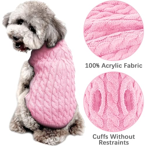 FWLWTWSS Hundepullover, Winter Warmer Hundepulli Rosa-M, L, Klassisch, Einfarbig, Hund, Textil, Pullover, Hundepullover