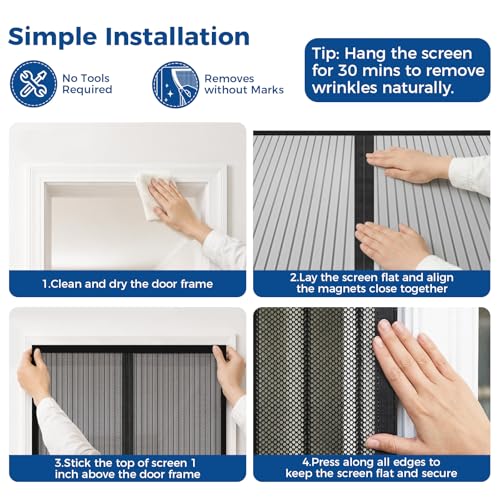 TasticTotes Magnetic Screen Door Mesh with Magnetic Closure, 36" x 80" — view 6