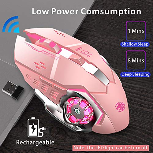 Q85-Rechargeable-Wireless-Gaming-Mouse-24G-LED-Optical-Silent-Wireless-Computer-Mouse-with-4-LED-Light-3-Adjustable-DPI-Ergonomic-Design-Auto-Sleeping-Pink