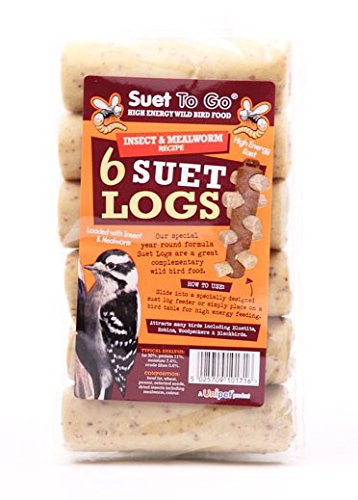 Suet to go Insect and Mealworm Suet Logs Wild Bird Treat, Pack of 36