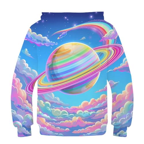 Sweatshirt ado 3D imprimé planète pull hiver manches longues - 2