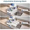Glovv 2-Tier Collapsible Over The Sink Dish Drying Rack, Kitchen Sink Organizer with Auto Drainage System, Dish Racks for Kitchen Counter with 4 Cup Holders,White