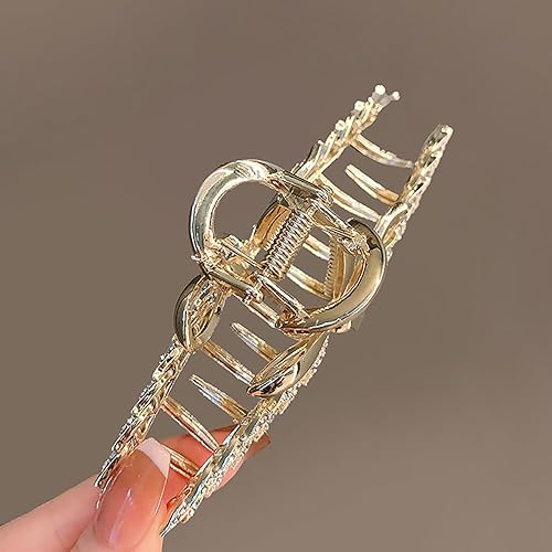 Miniatura 3 de AIUPUOC Pinza para el cabello, pinzas grandes con diamantes de imitación de flores doradas para mujer, accesorio para el cabello para cabello