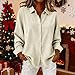 Women's Corduroy Shirts Casual Long Sleeve Button Down Blouses Fashion Fall Top Oversized Classic Office Work Shirt White