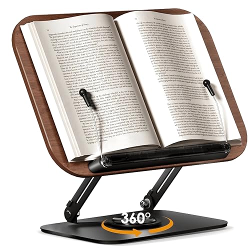 Image of Sunchhaya New Book Stand for Reading, Writing, Painting and Used As Laptop Stand for Desk, 360 Degree Rotatable Multi-Functioal Book Reading Stand Adjustable Height-Angle (R51 Brown)