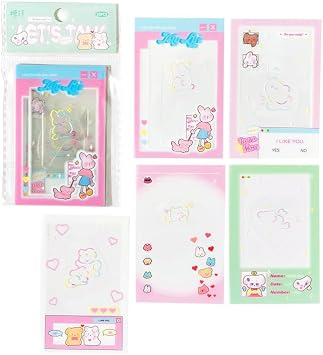 6 Kpop Photocard Holder Keychain Toploaders,50 Holographic Card Sleeves for Trading Cards Kpop Photocard,22 Ribbon Heart Bubble Deco Korean Stickers for Photocards Binder Star