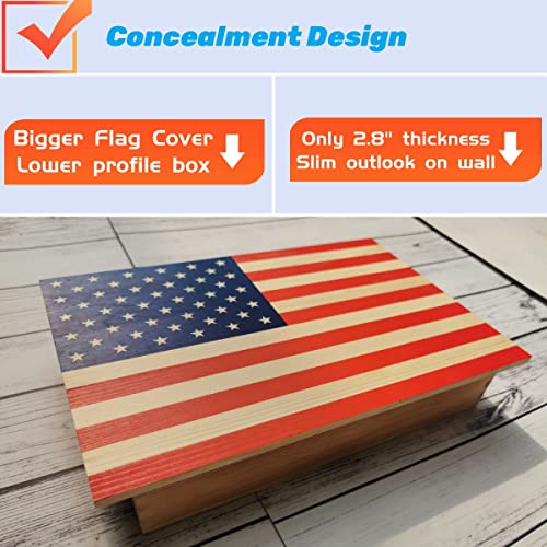 Deyoungarbeit Concealment Gun Cabinet, Hidden Wall Shelf Safe, Handmade Wooden Box Storage With American Flag Cover #TOP2