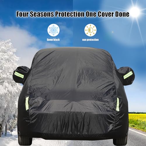 Image of Car Cover Waterproof All Weather Compatible with Fiat 500 /500 Abarth 2011-2022,Car Cover Sun Hail UV Snow Dust Protection Cover Exterior Accessories (Black)