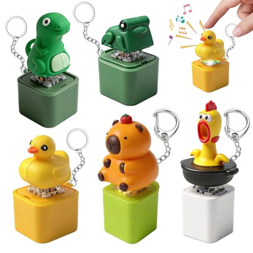 Fidget Toys Porte-clés avec Son, Jouet anti-stress avec lumière et son, Porte-clés clicker, Gadgets amusants, Gadgets anti-stress pour adultes, Lot de 5