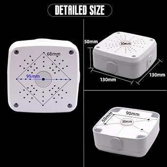 5 Security Camera Base Junction Box, Universal Electrical Box for CCTV Surveillance Cameras, Plastic Waterproof Junction Box Mount Bracket (5 Square Mount Junction Box)