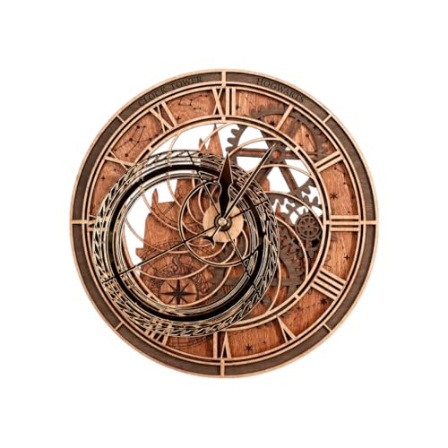 ZE WOOD Clock Tower: Hogwarts 3D Wall Clock - Harry Potter 3D Wall Clock - Unique Collectible Wooden Clock Silent Modern Rustic Decorative Home Decor for Harry Potter Fans (L - 40cm 16)