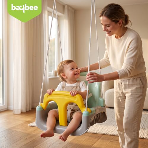 Image of Baybee 3 in 1 Baby Swing Chair | Hanging Jhula for Kids with Removable Front Bar | Baby Swing Jhula with Adjustable Backrest & Sturdy Base | Secure Seat Belt jhula for Kids 0 to 3 Years