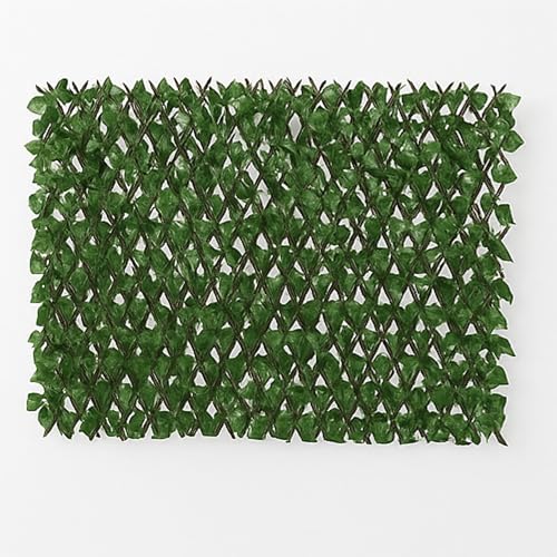 HMWD Artificial Maple Leaf Screening on Expandable Willow Trellis,Privacy Fence Panels Screening Hedge Roll Expanding Wall Decor Garden Cover Wooden, Decorative Fences for Outdoor, Green - 2 x 1m