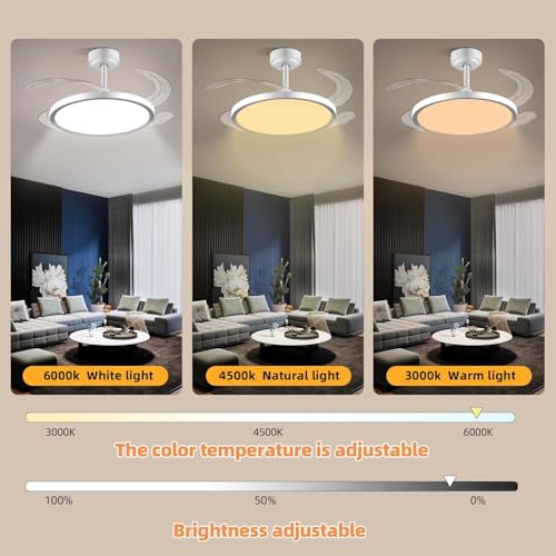 Image of oltao Zyro Slim Retractable Ceiling Fan with BLDC Motor, 3 Colour LED Light, Summer /Winter Mode and Remote, 42 inch Sweep (2025 Model)