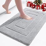 Buganda Bathroom Rugs, 24' x 16', Soft and Absorbent Microfiber Bath Rugs, Non-Slip Shaggy Shower Carpet, Machine Wash Dry Bath Mats for Bathroom Floor, Tub and Shower, Grey