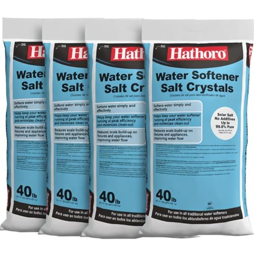 (4 Pack) Water Softener Salt Crystals | Natural High-Purity Salt for Softer Skin Reduced Buildup Easy Cleaning - 40 lb Each Bag with Handle 160 lb Total