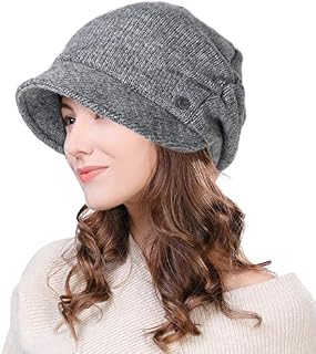 Jeff & Aimy Womens Wool Knitted Visor Beanie Cloche Hat Peaked Beret Baker Boy Hat Newsboy Warm Winter Hats