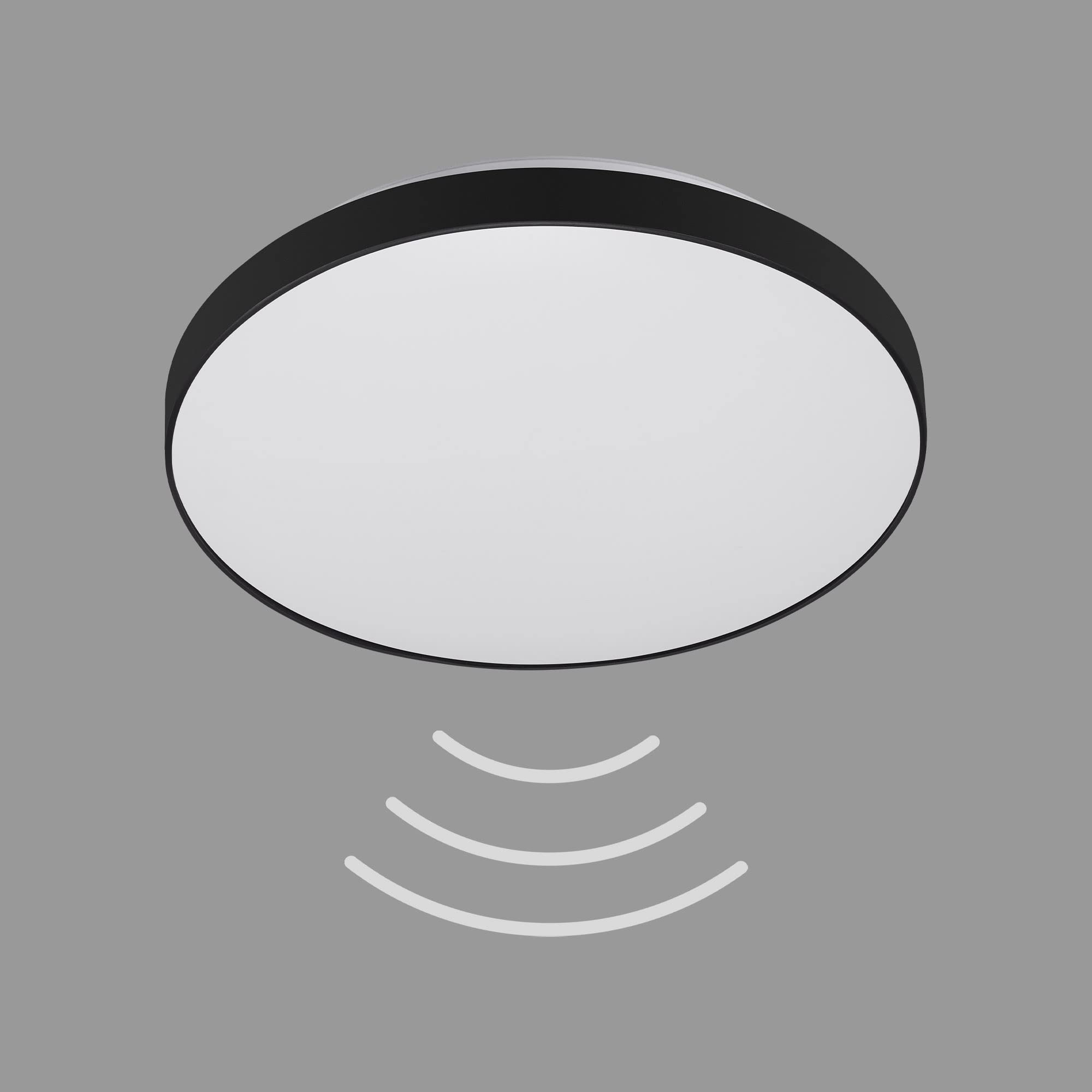 TELEFUNKEN LED Ceiling Light with Motion Sensor Daylight Sensor Neutral White Light Colour Continuous Light Function 16 Watt 1500 Lumen White/Black Diameter 29 cm