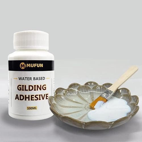 Miniatura 7 de MUFUN Kit adhesivo de hoja de oro, 6.8 fl oz de adhesivo dorado para hoja de oro, barniz de hojas de metal de 3.4 fl oz y adhesivo dorado a base de