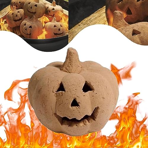 Steingut Feuerstellen Kürbisse, Kürbis- Feuerrequisiten für Halloween, wiederverwendbare feuerfeste Feuerstellen imitierte Kürbisse Halloween- Dekor für Lagerfeuer, Lagerfeuer, Kamin, Feuerstelle