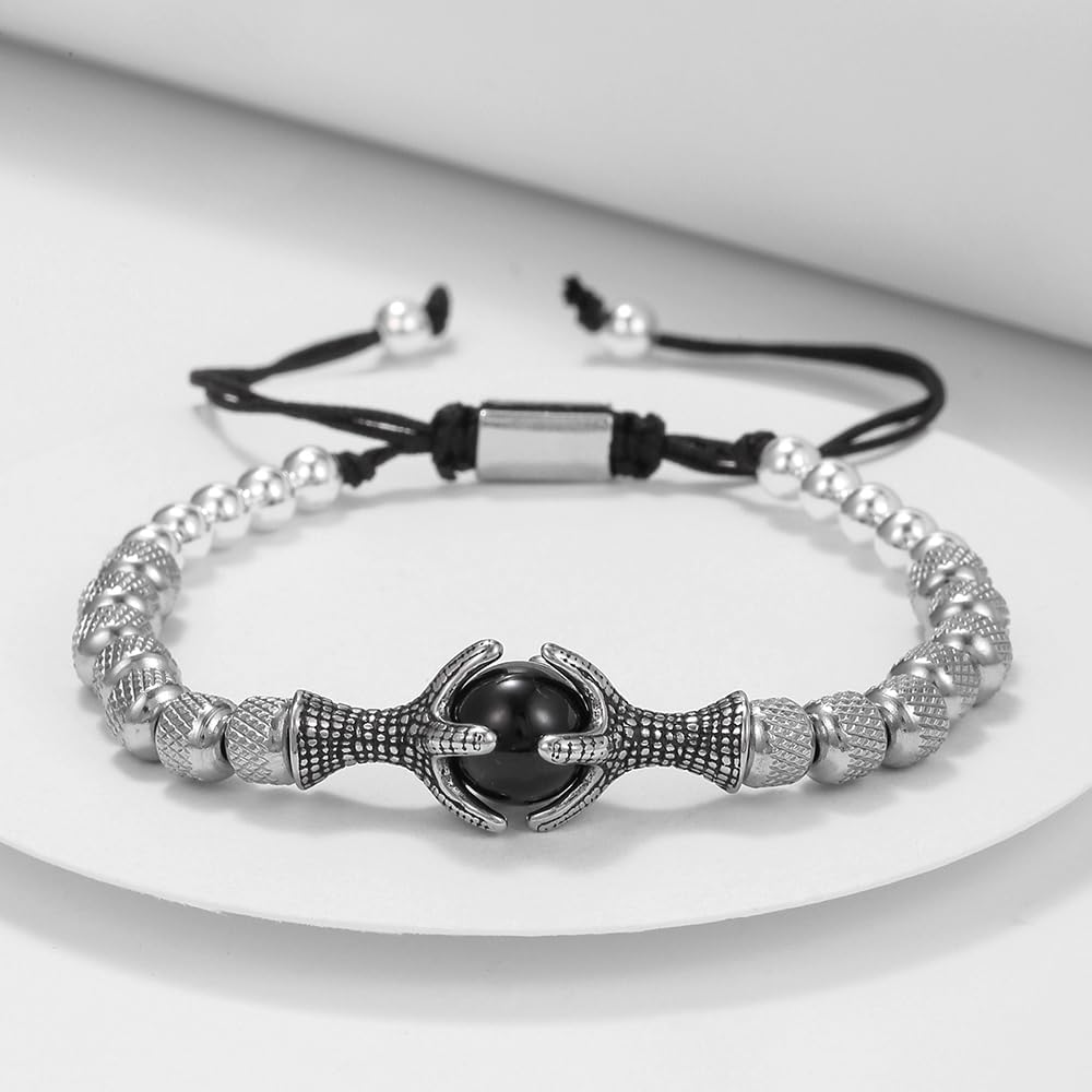 To My Man Bracelet - 6mm Stainless Steel Crown King Charm Bracelet for Men Valentine's Day 𝗚𝗶𝗳𝘁𝘀 𝗳𝗼𝗿 𝗠𝗲𝗻, Crown Link Bracelet for Men, Adjustable Size