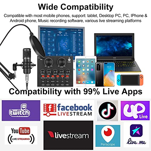 Podcast Equipment Bundle, Alpowl Audio Interface With Cardioid Designer Bm800 Mic For Gamer And All-In-One Dj Mixer, Perfect For Live Streaming, Singing, Youtube, Gaming (Gold) #TOP2