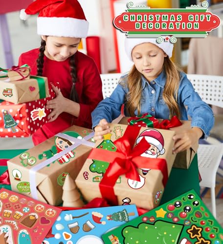 Stocking Stuffers for Kids - Christmas Stickers - DIY Christmas Crafts for Kid - Kids Xmas Decorations Gifts Games Party Favors Supplies (24 Sheets) image 2