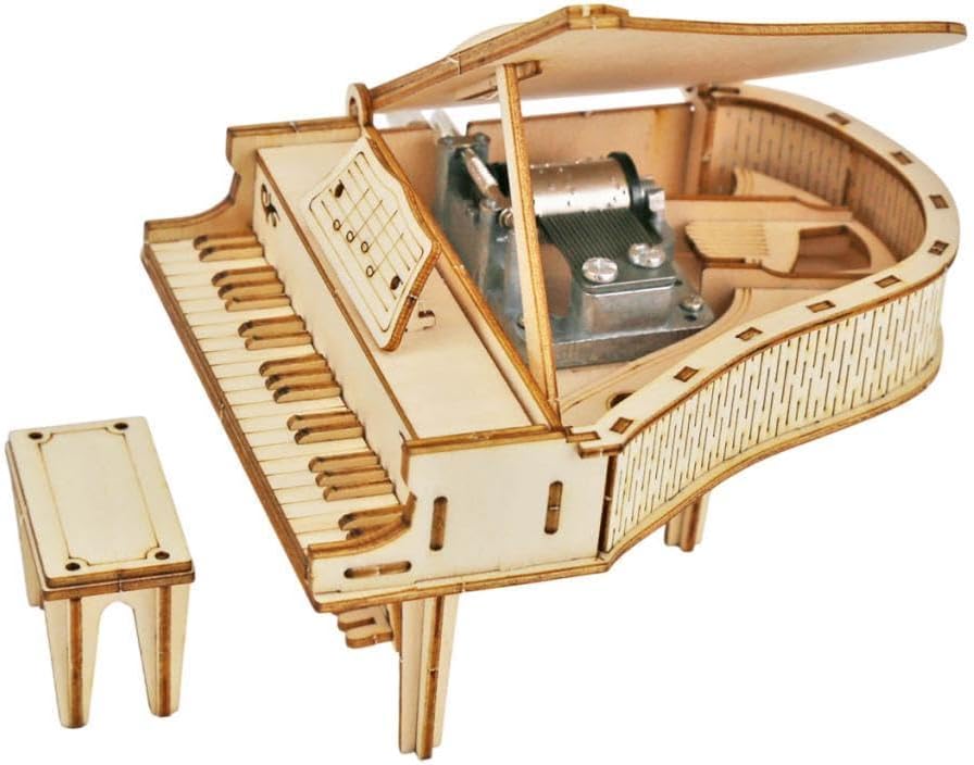 5セットピアノオルゴール 手と目の協調 3D木製パズル 子供 ティーン 大人 スタイル B