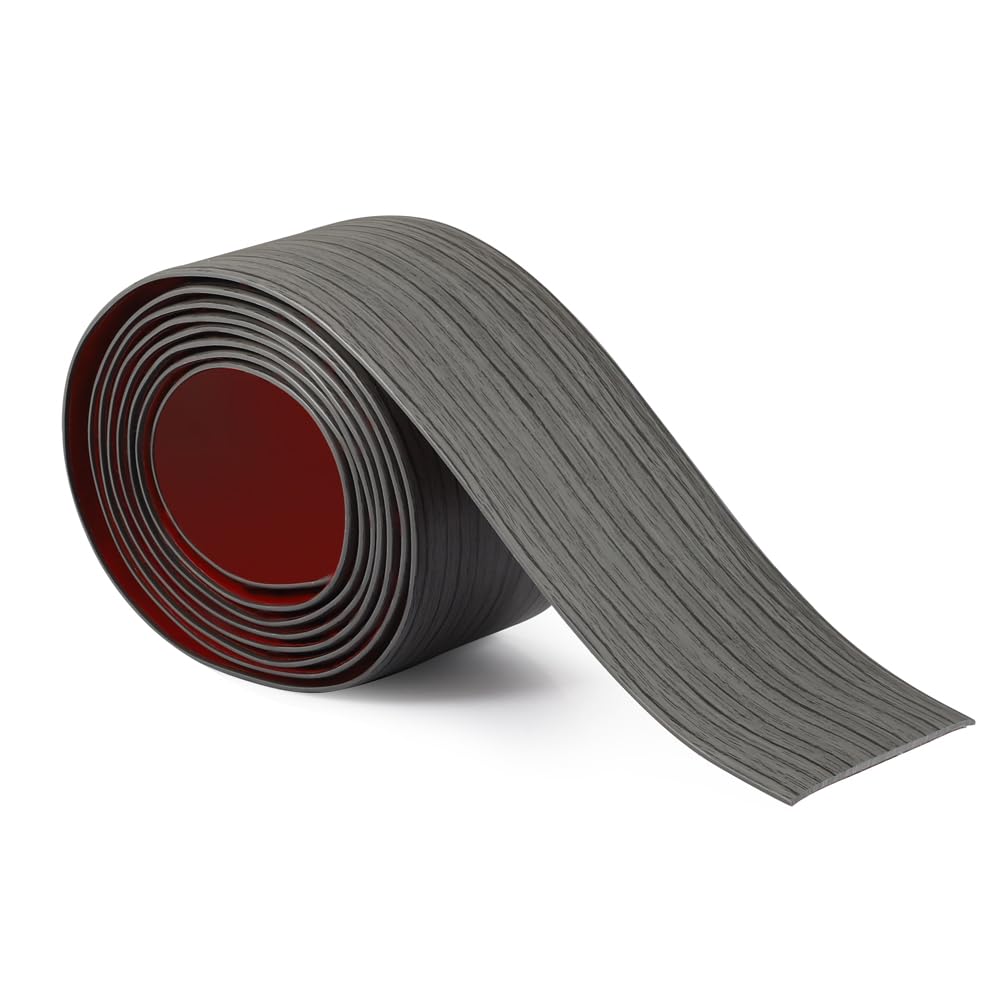 8Ft X 3in Wide Floor Transition Strip, Dark Gray Self Adhesive Vinyl Threshold Strip for Floor Gaps （Walnut Dark Gray