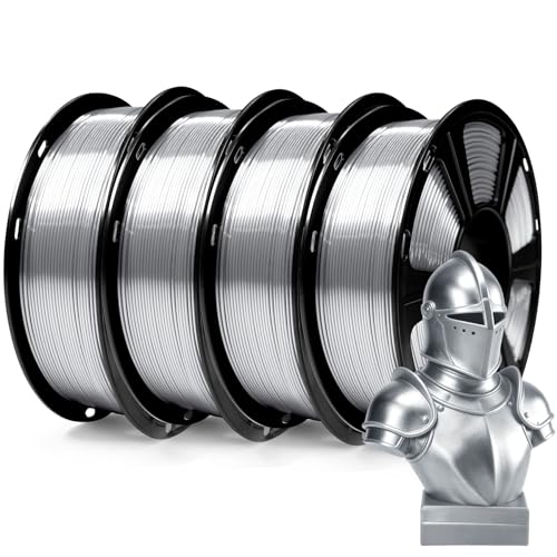 Image of GEEETECH 4KG Silk Silver PLA Filament 1.75mm, 3D Printer Shiny Silk Filament,1kg Spool (2.2lbs), Dimensional Accuracy + /- 0.02mm, Fit Most FDM Printer (Silk Silver)