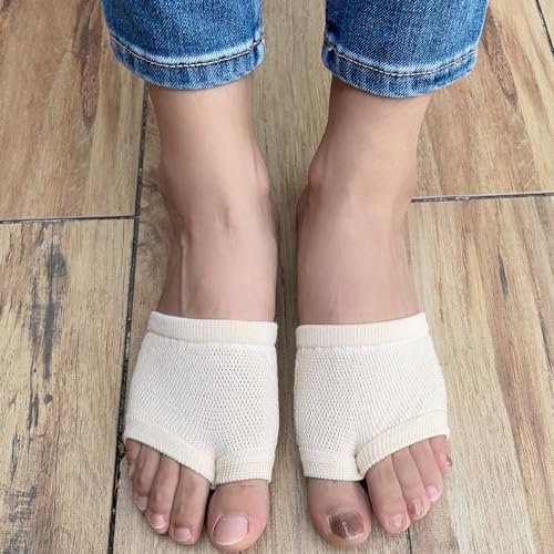 Image of DUNKOING Women Open Toe Half Socks Cotton Peep Toe Mule Sandal Sock for Clogs Flip Flop Slide Slipper Liner Sock 5-9