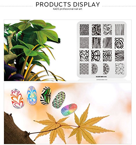 KADS timbro stencil per Nail Art Manicure Plates Nagel sagome con Stamper & Scraper Tool e aufbewahrungtasche